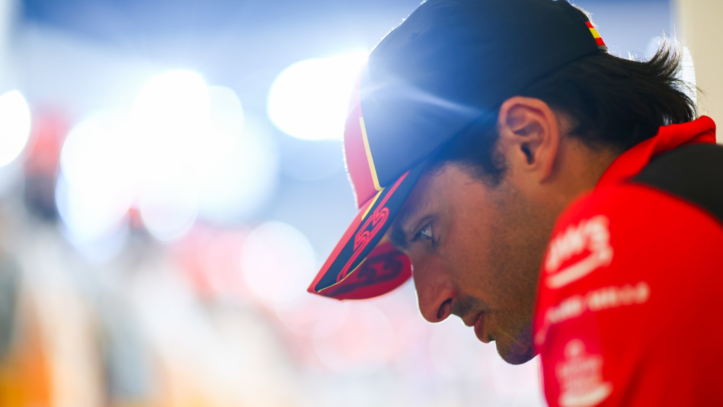 LUSAIL CITY, QATAR - OCTOBER 08: Carlos Sainz of Spain and Ferrari looks on from the drivers parade