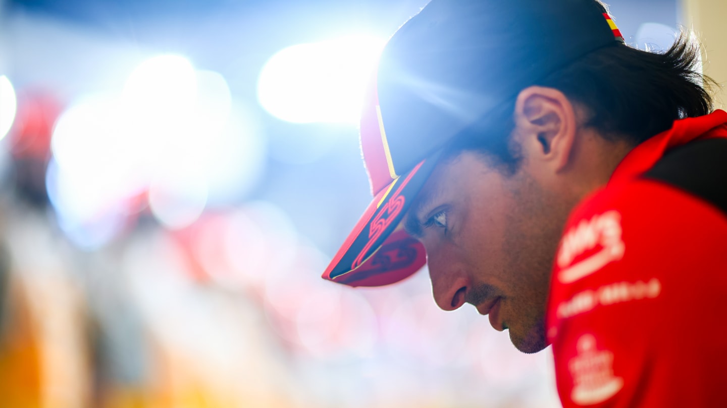 LUSAIL CITY, QATAR - OCTOBER 08: Carlos Sainz of Spain and Ferrari looks on from the drivers parade