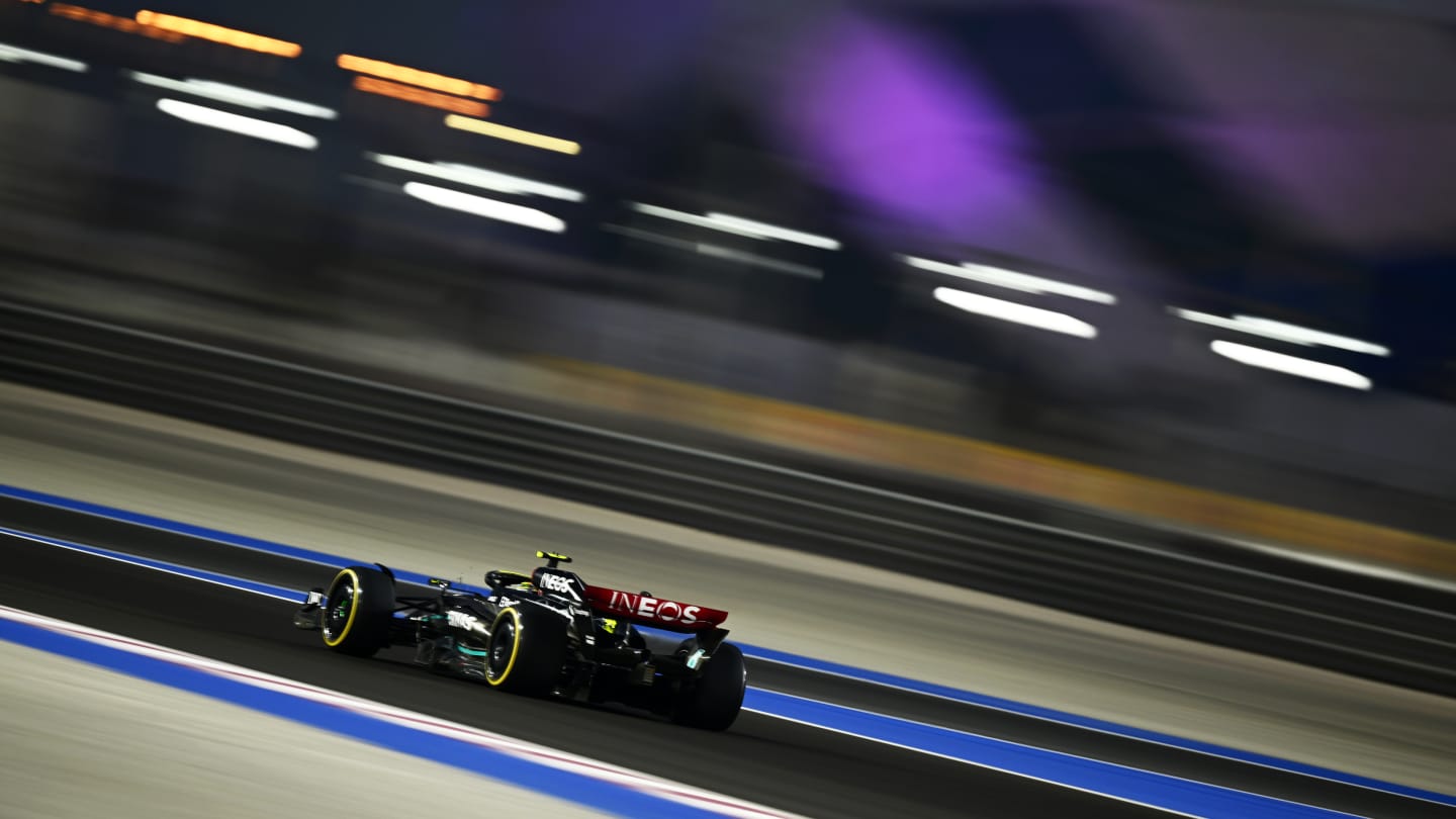 LUSAIL CITY, QATAR - OCTOBER 06: Lewis Hamilton of Great Britain driving the (44) Mercedes AMG