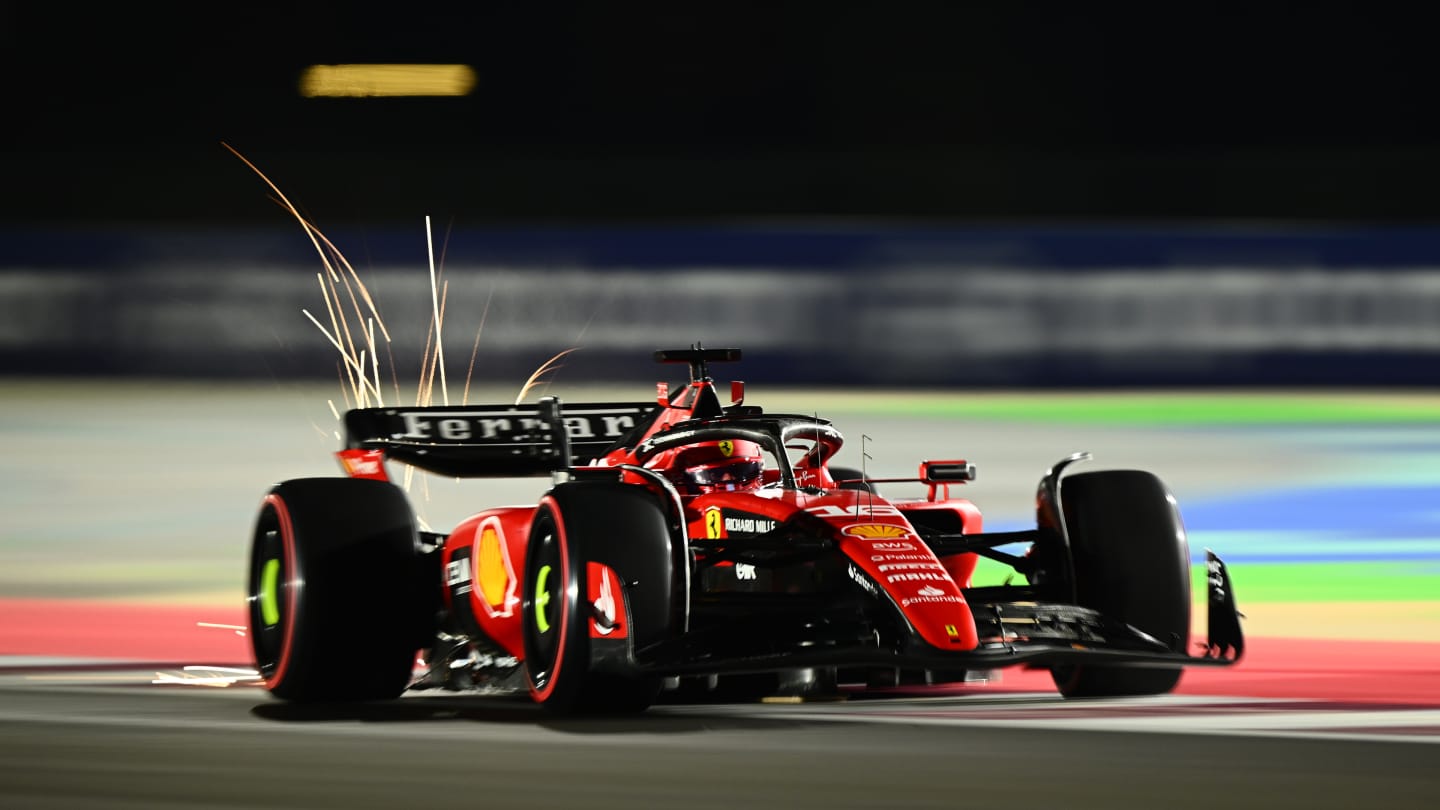LUSAIL CITY, QATAR - OCTOBER 06: Charles Leclerc of Monaco driving the (16) Ferrari SF-23 on track