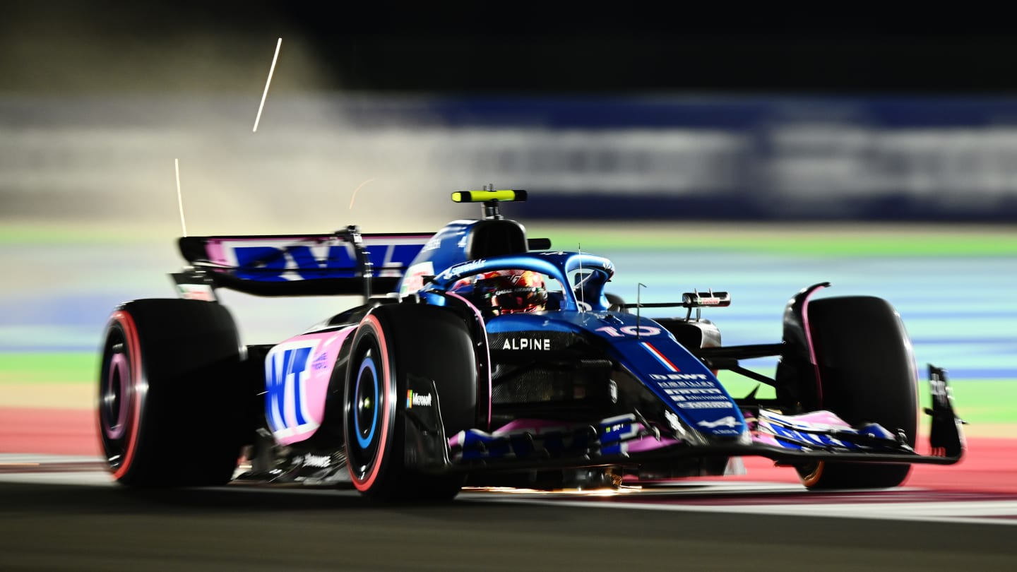 LUSAIL CITY, QATAR - OCTOBER 06: Pierre Gasly of France driving the (10) Alpine F1 A523 Renault on track during qualifying ahead of the F1 Grand Prix of Qatar at Lusail International Circuit on October 06, 2023 in Lusail City, Qatar. (Photo by Clive Mason - Formula 1/Formula 1 via Getty Images)