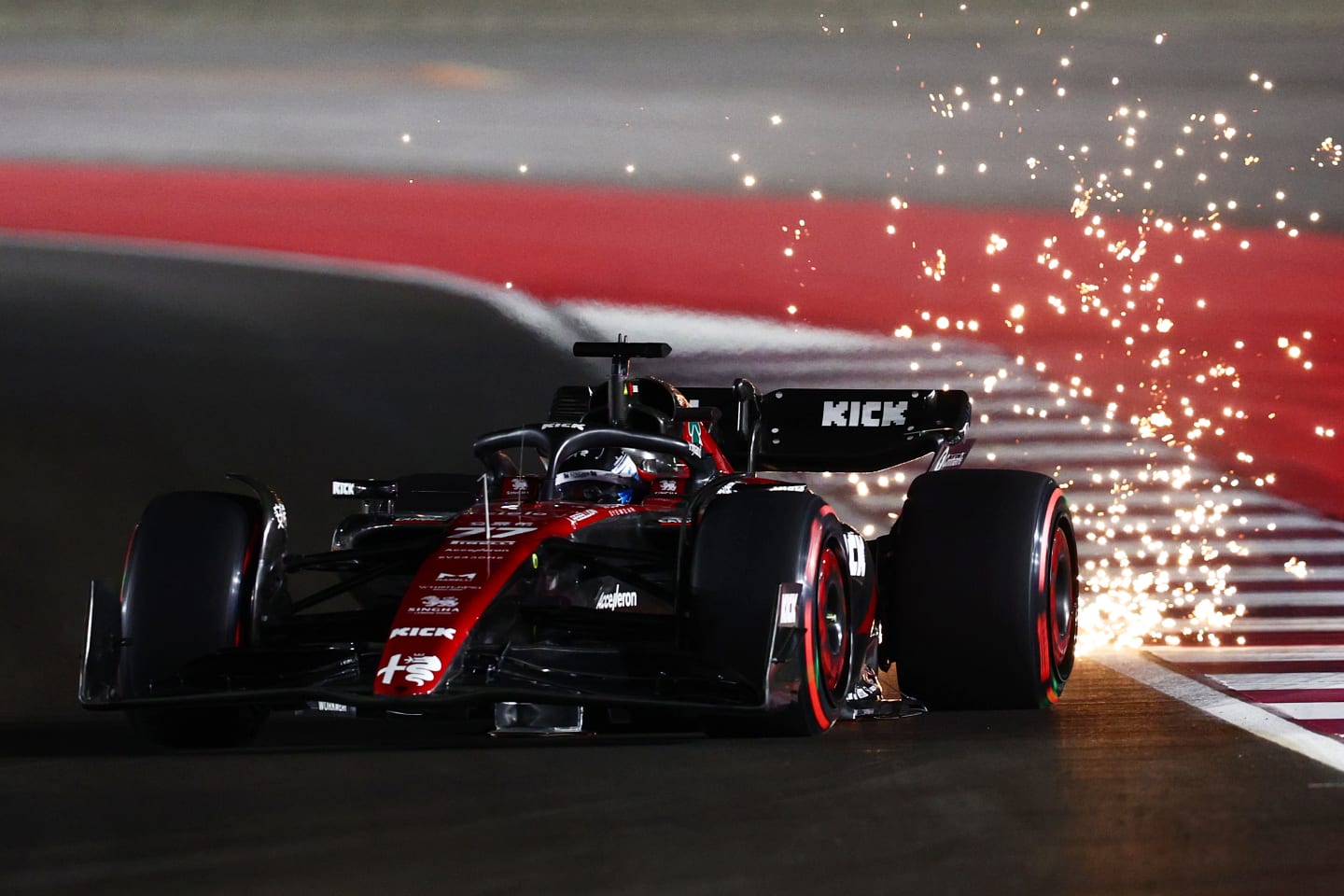 LUSAIL CITY, QATAR - OCTOBER 06: Valtteri Bottas of Finland driving the (77) Alfa Romeo F1 C43