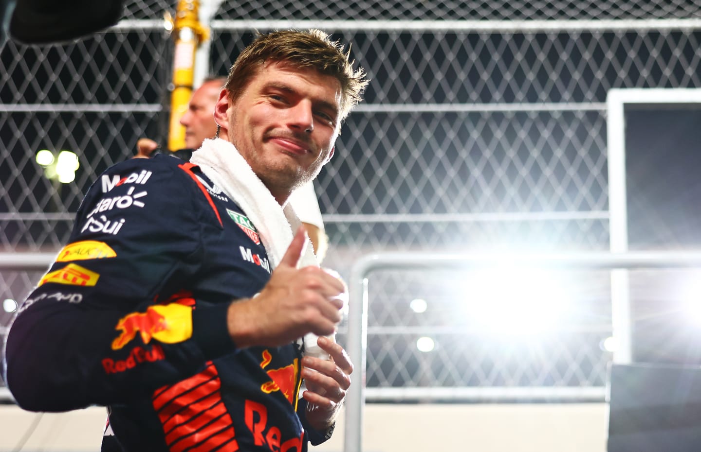 LUSAIL CITY, QATAR - OCTOBER 06: Pole position qualifier Max Verstappen of the Netherlands and