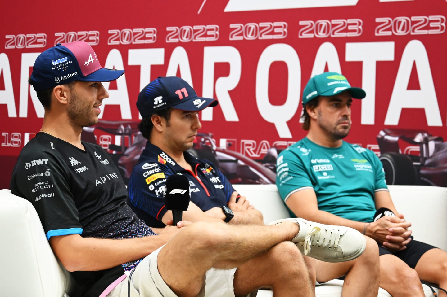 LUSAIL CITY, QATAR - OCTOBER 05: Pierre Gasly of France and Alpine F1 attends the Drivers Press Conference during previews ahead of the F1 Grand Prix of Qatar at Lusail International Circuit on October 05, 2023 in Lusail City, Qatar. (Photo by Clive Mason/Getty Images)
