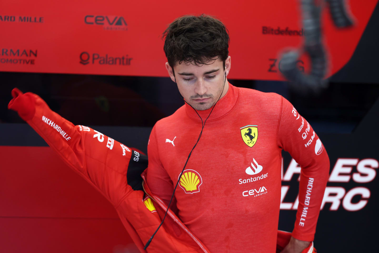JEDDAH, SAUDI ARABIA - MARCH 17: Charles Leclerc of Monaco and Ferrari prepares to drive in the