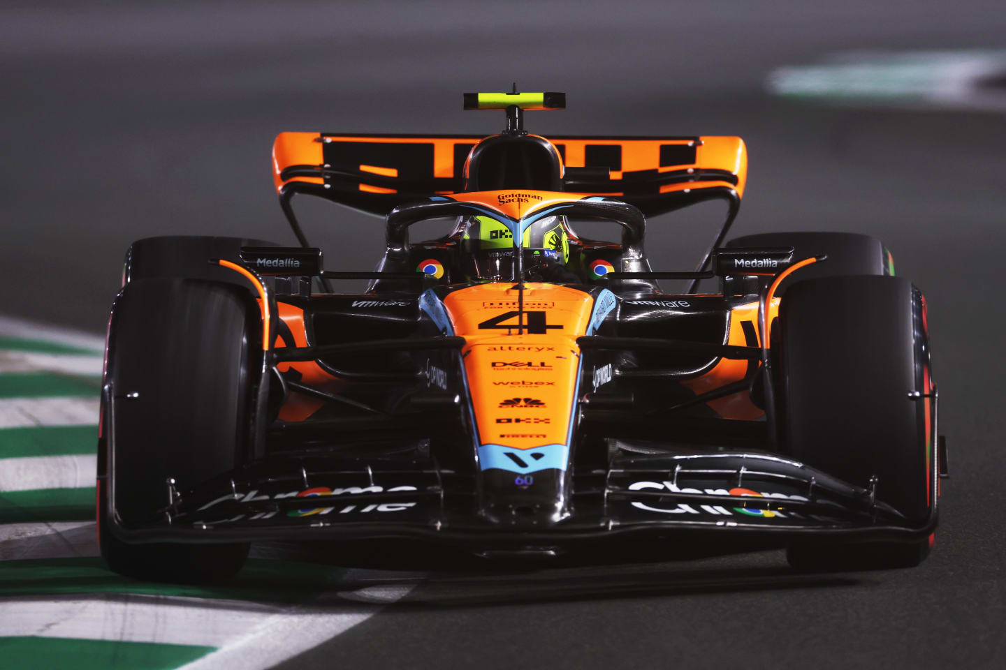 JEDDAH, SAUDI ARABIA - MARCH 18: Lando Norris of Great Britain driving the (4) McLaren MCL60