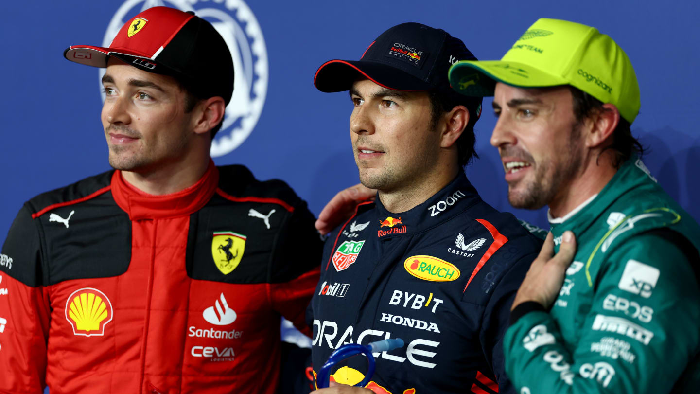 JEDDAH, SAUDI ARABIA - MARCH 18: Pole position qualifier Sergio Perez of Mexico and Oracle Red Bull