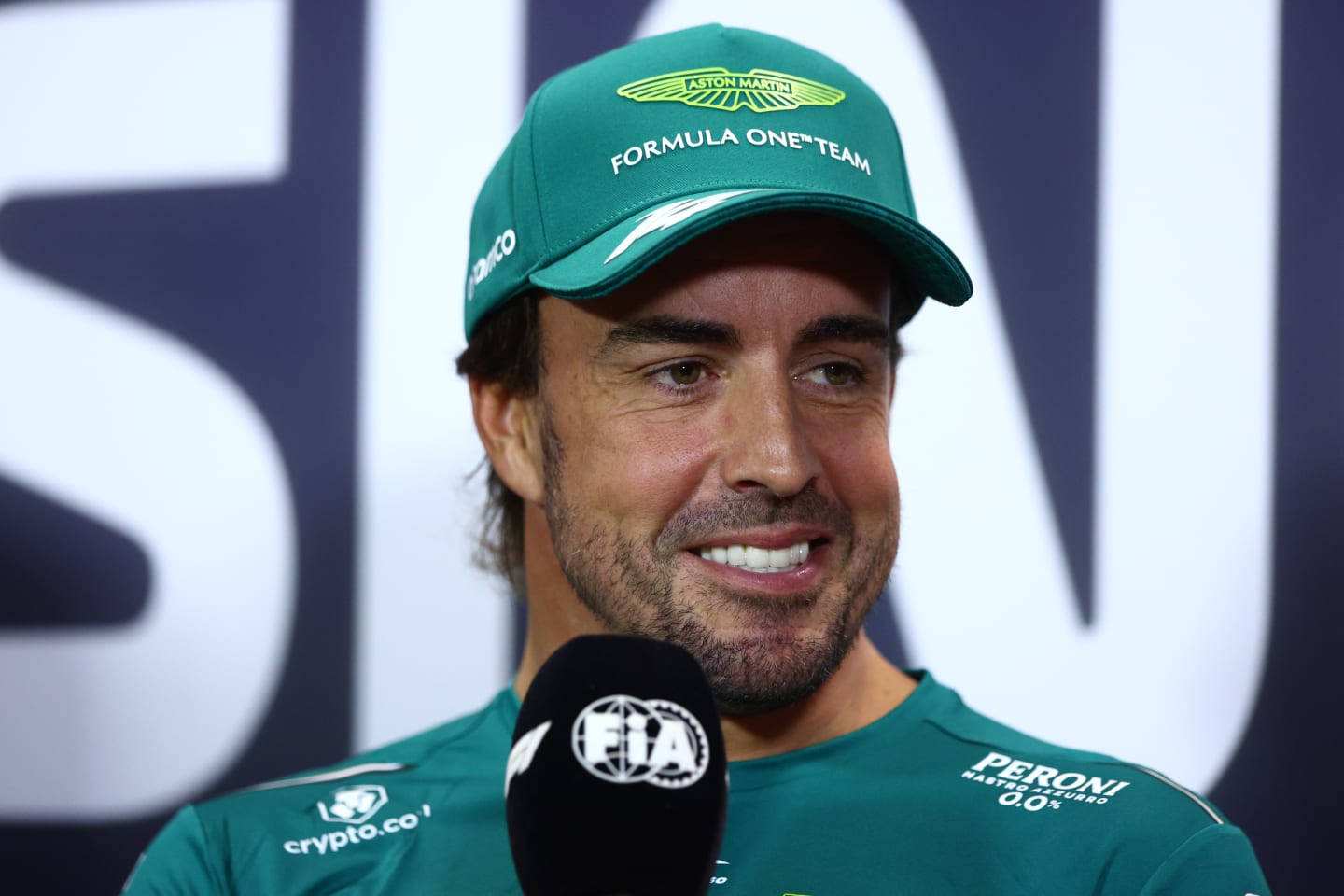 SINGAPORE, SINGAPORE - SEPTEMBER 14: Fernando Alonso of Spain and Aston Martin F1 Team attends the Drivers Press Conference during previews ahead of the F1 Grand Prix of Singapore at Marina Bay Street Circuit on September 14, 2023 in Singapore, Singapore. (Photo by Clive Rose/Getty Images)