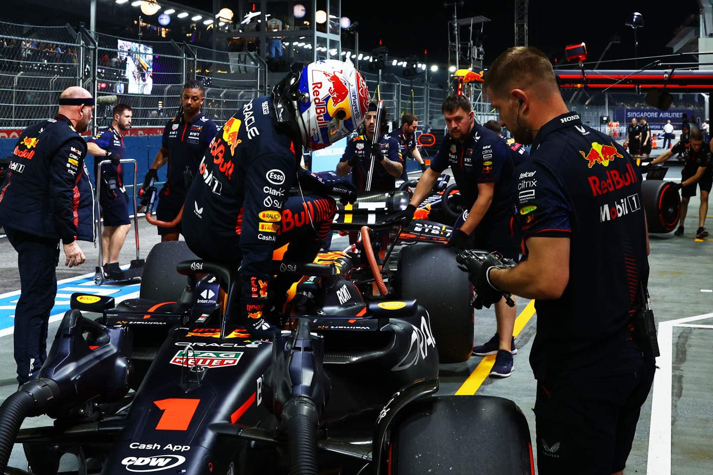SINGAPORE, SINGAPORE - SEPTEMBER 16: 11th placed qualifier Max Verstappen of the Netherlands and