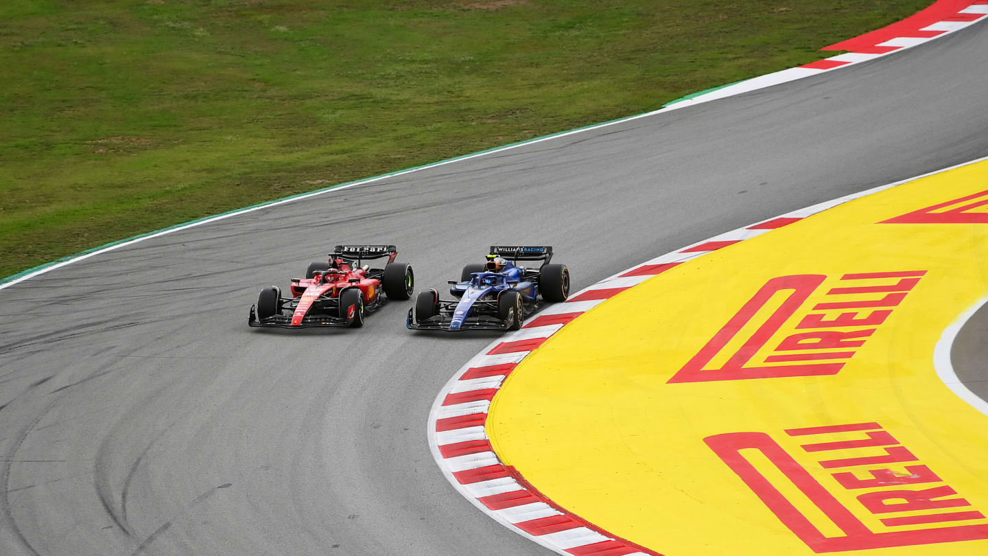 BARCELONA, SPAIN - JUNE 04: Charles Leclerc of Monaco driving the (16) Ferrari SF-23 overtakes