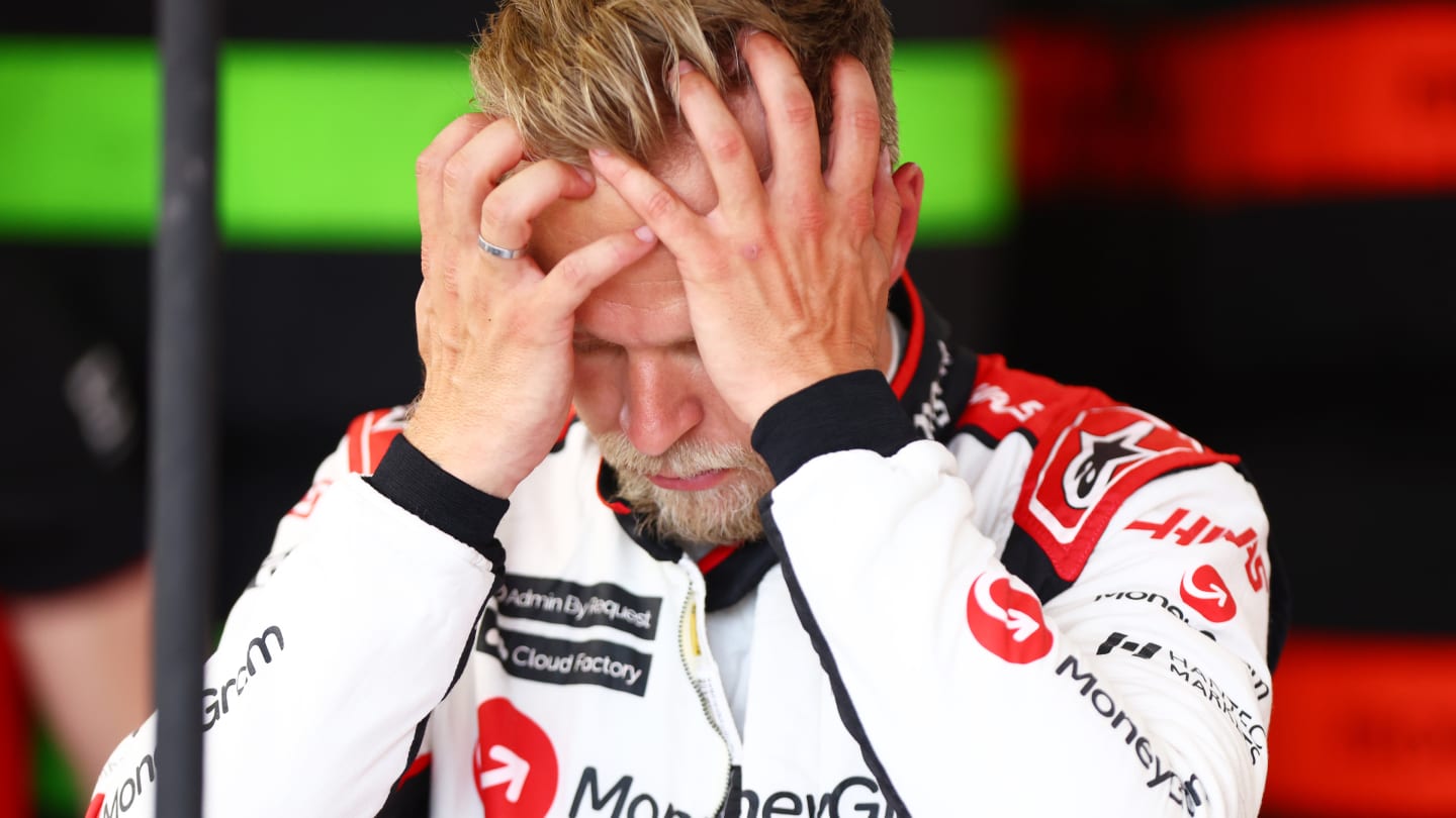 BARCELONA, SPAIN - JUNE 02: Kevin Magnussen of Denmark and Haas F1 prepares to drive in the garage