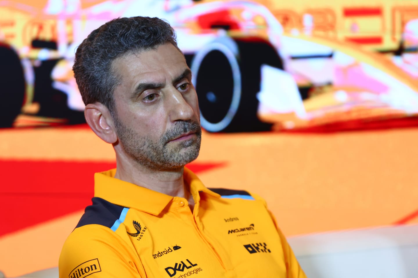 BARCELONA, SPAIN - JUNE 02: McLaren Team Principal Andrea Stella attends the Team Principals Press Conference during practice ahead of the F1 Grand Prix of Spain at Circuit de Barcelona-Catalunya on June 02, 2023 in Barcelona, Spain. (Photo by Dan Istitene/Getty Images)
