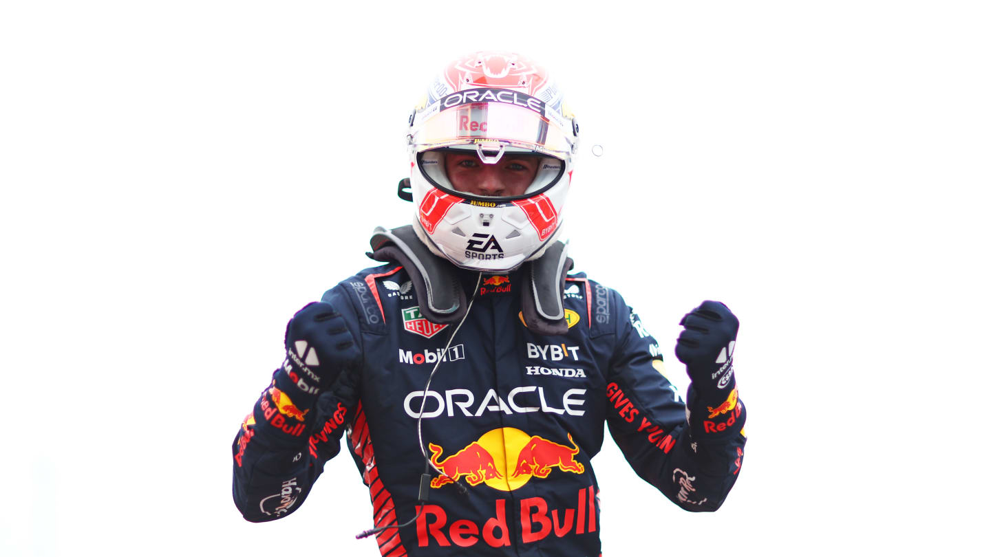 BARCELONA, SPAIN - JUNE 03: Pole position qualifier Max Verstappen of the Netherlands and Oracle