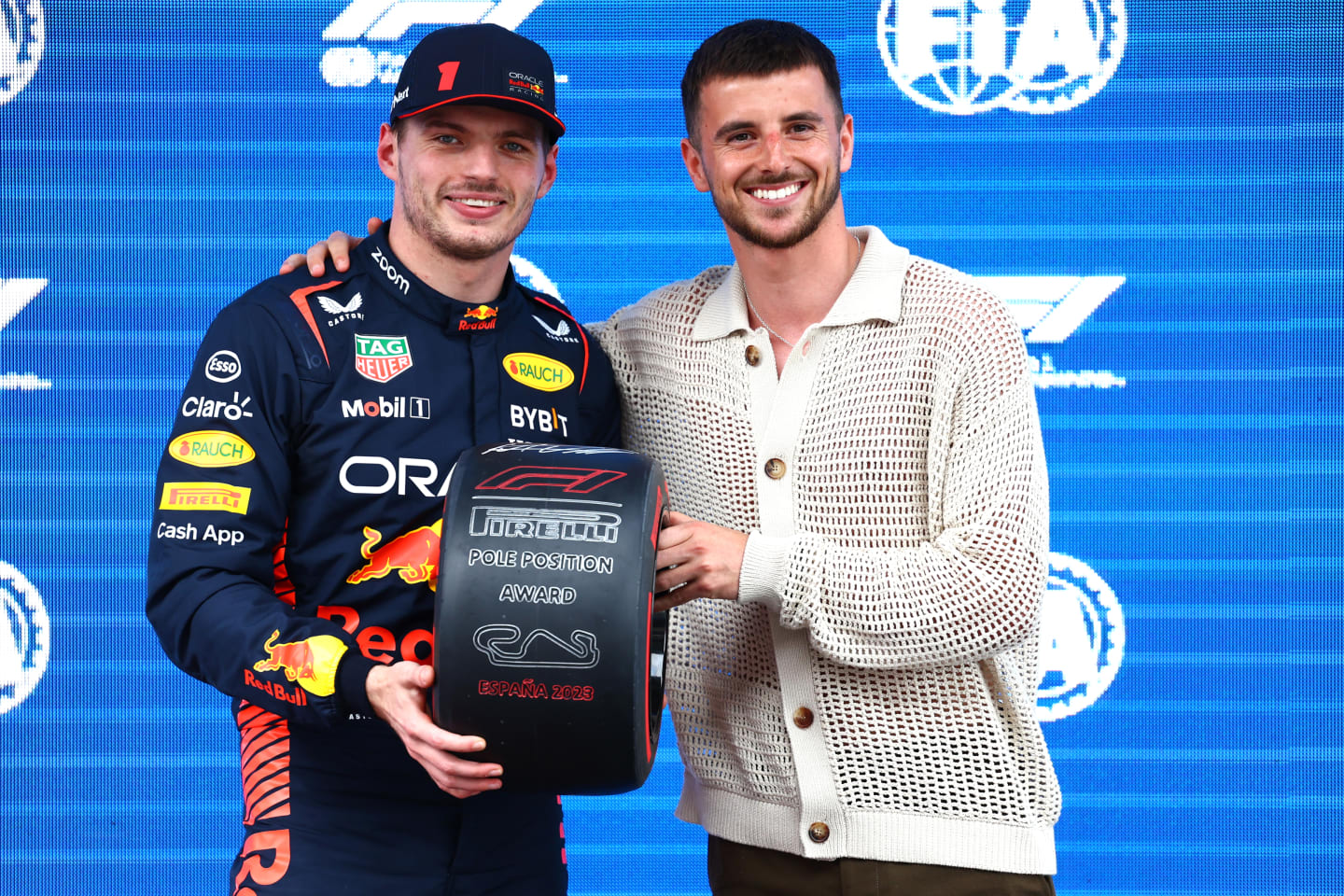 BARCELONA, SPAIN - JUNE 03: Pole position qualifier Max Verstappen of the Netherlands and Oracle