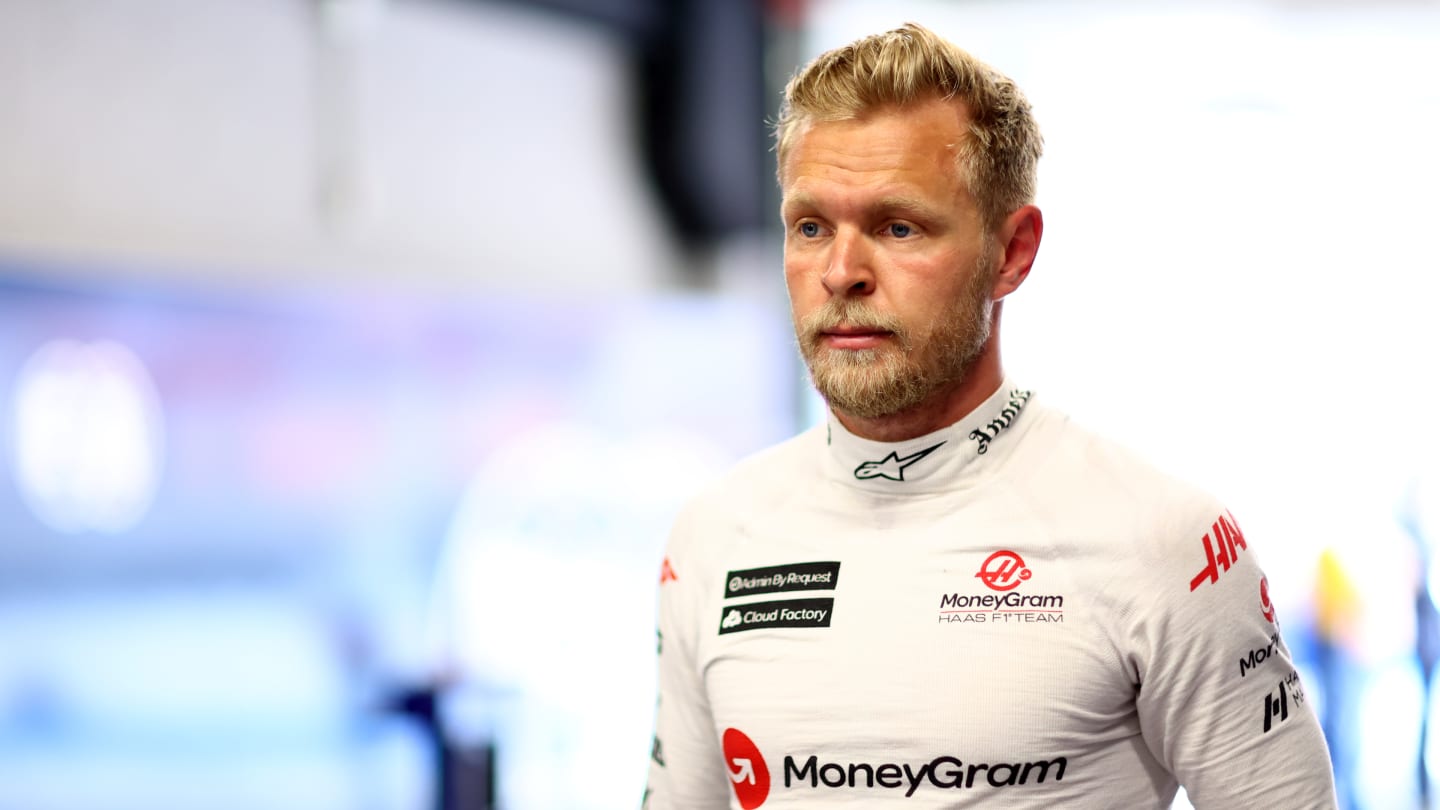 BARCELONA, SPAIN - JUNE 03: 17th placed qualifier Kevin Magnussen of Denmark and Haas F1 looks on in the Pitlane during qualifying ahead of the F1 Grand Prix of Spain at Circuit de Barcelona-Catalunya on June 03, 2023 in Barcelona, Spain. (Photo by Dan Istitene - Formula 1/Formula 1 via Getty Images)