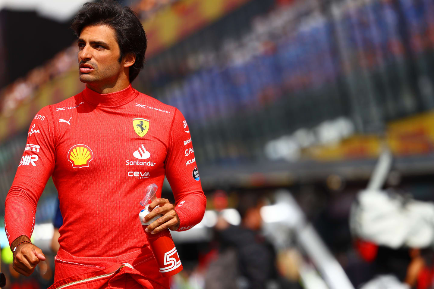 ZANDVOORT, NETHERLANDS - AUGUST 27: Carlos Sainz of Spain and Ferrari prepares to drive on the grid
