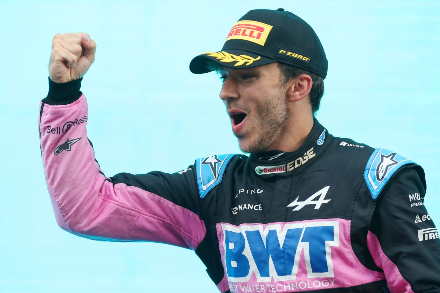 ZANDVOORT, NETHERLANDS - AUGUST 27: Third placed Pierre Gasly of France and Alpine F1 celebrates on the podium during the F1 Grand Prix of The Netherlands at Circuit Zandvoort on August 27, 2023 in Zandvoort, Netherlands. (Photo by Peter Fox/Getty Images)