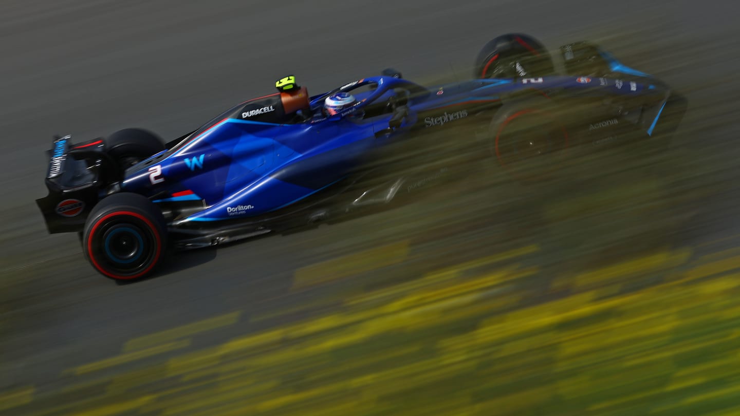 ZANDVOORT, NETHERLANDS - AUGUST 25: Logan Sargeant of United States driving the (2) Williams FW45 Mercedes on track during practice ahead of the F1 Grand Prix of The Netherlands at Circuit Zandvoort on August 25, 2023 in Zandvoort, Netherlands. (Photo by Bryn Lennon - Formula 1/Formula 1 via Getty Images)