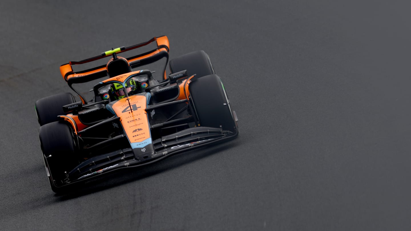 ZANDVOORT, NETHERLANDS - AUGUST 25: Lando Norris of Great Britain driving the (4) McLaren MCL60 Mercedes on track during practice ahead of the F1 Grand Prix of The Netherlands at Circuit Zandvoort on August 25, 2023 in Zandvoort, Netherlands. (Photo by Bryn Lennon - Formula 1/Formula 1 via Getty Images)