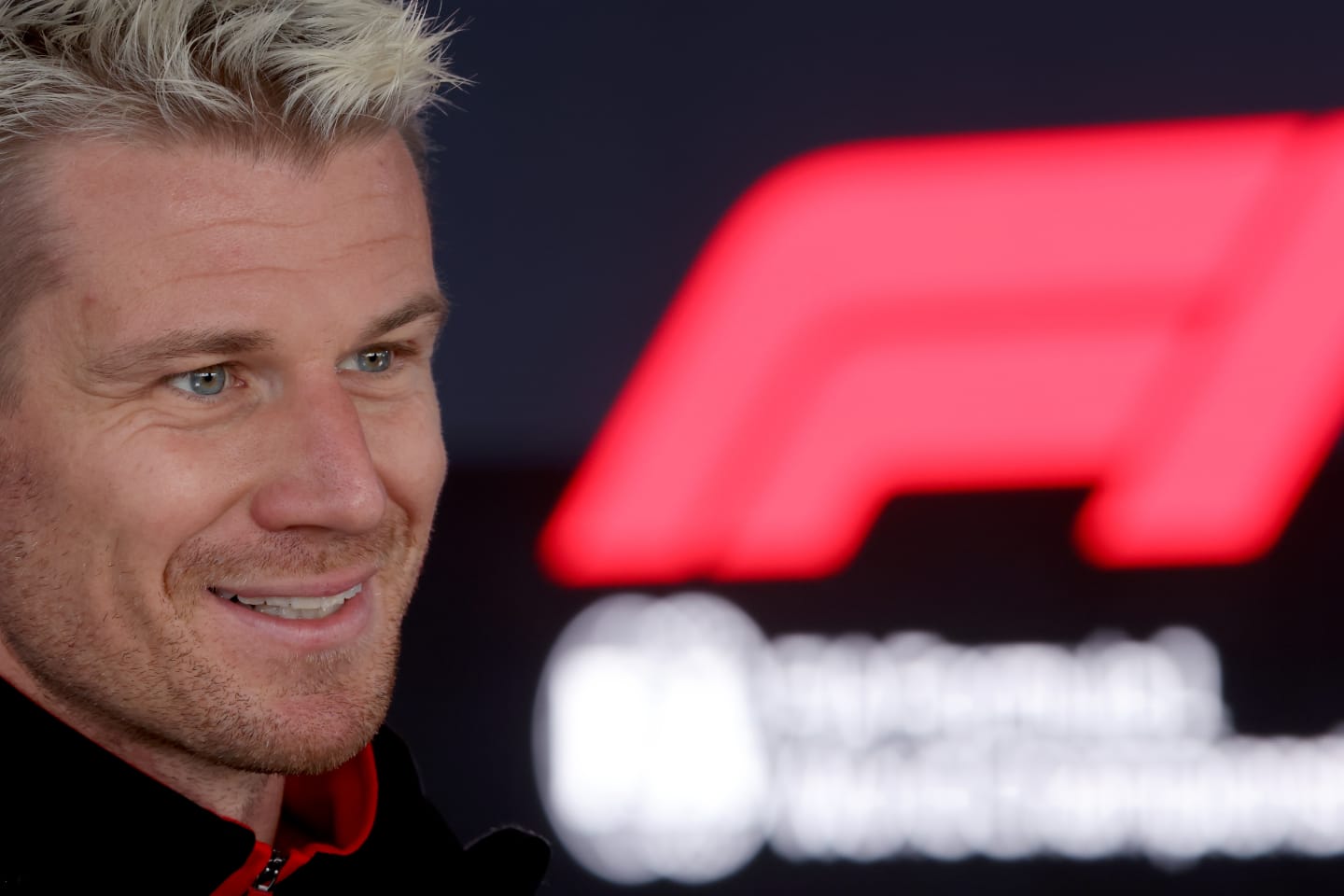 ZANDVOORT, NETHERLANDS - AUGUST 24: Nico Hulkenberg of Germany and Haas F1 talks to the media in
