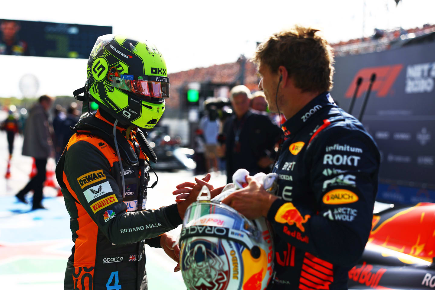 ZANDVOORT, NETHERLANDS - AUGUST 26: Pole position qualifier Max Verstappen of the Netherlands and