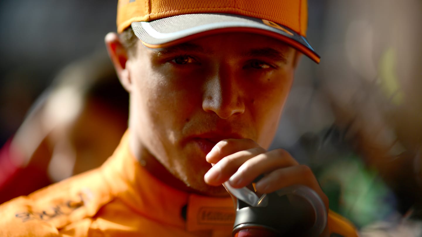 ZANDVOORT, NETHERLANDS - AUGUST 26: Second placed qualifier Lando Norris of Great Britain and McLaren looks on in parc ferme during qualifying ahead of the F1 Grand Prix of The Netherlands at Circuit Zandvoort on August 26, 2023 in Zandvoort, Netherlands. (Photo by Mario Renzi - Formula 1/Formula 1 via Getty Images)