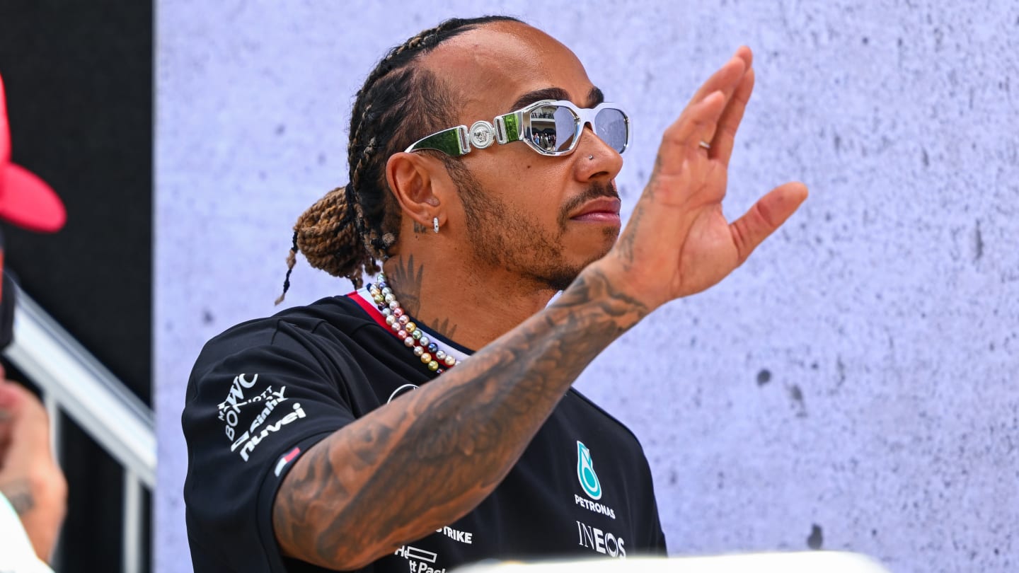 AUSTIN, TEXAS - OCTOBER 22: Lewis Hamilton of Great Britain and Mercedes looks on from the drivers