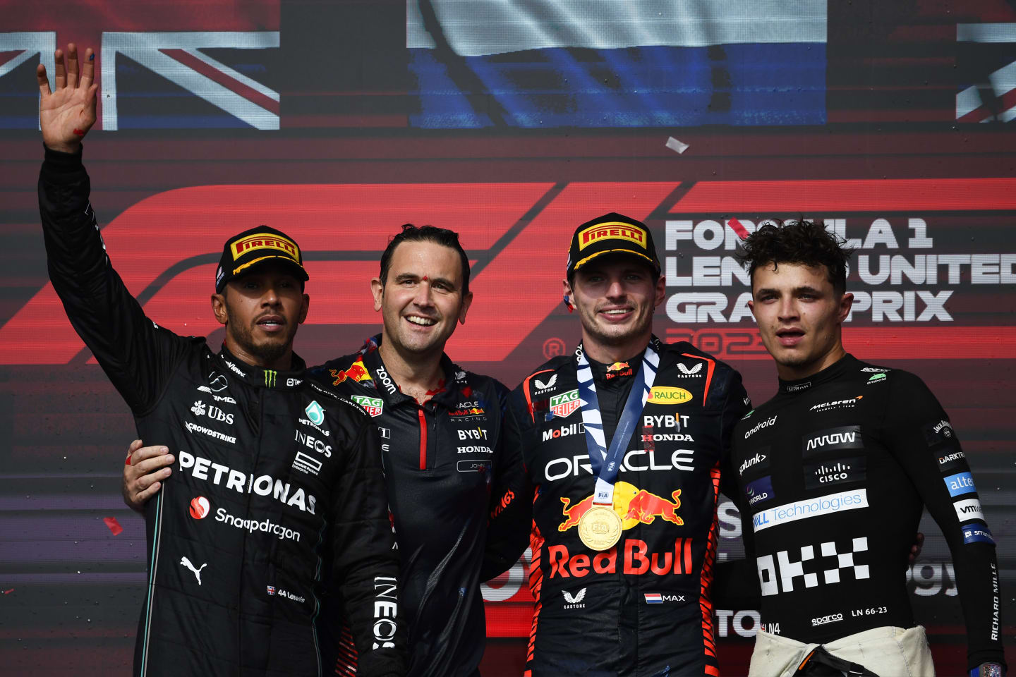 AUSTIN, TEXAS - OCTOBER 22: Race winner Max Verstappen of the Netherlands and Oracle Red Bull