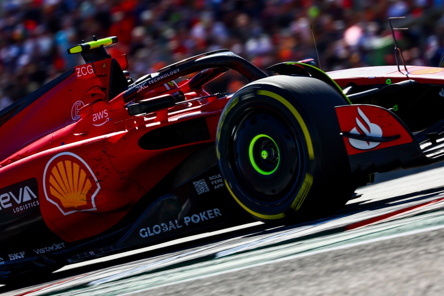 AUSTIN, TEXAS - OCTOBER 22: Carlos Sainz of Spain driving (55) the Ferrari SF-23 on track during