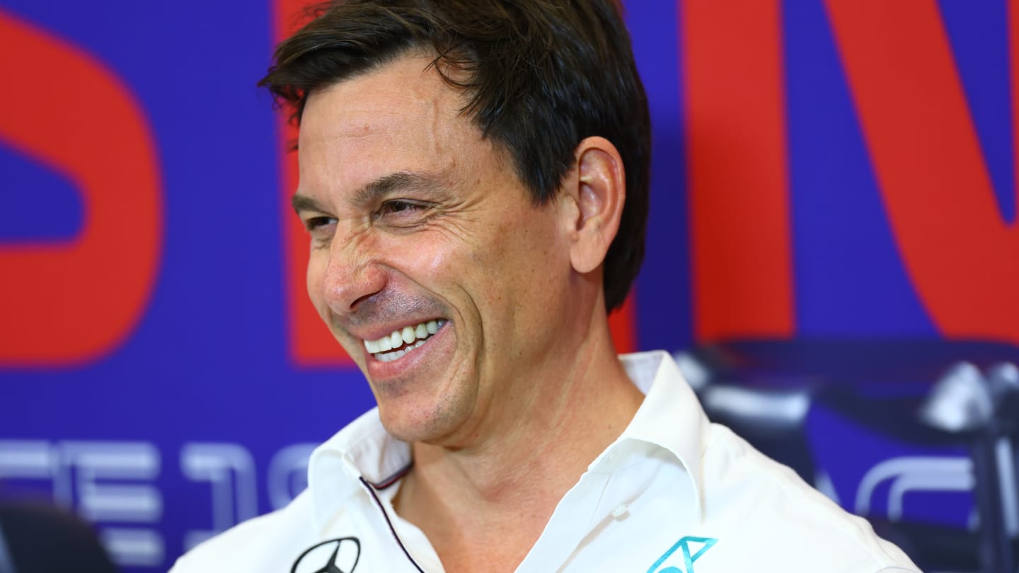 AUSTIN, TEXAS - OCTOBER 20: Mercedes GP Executive Director Toto Wolff talks in the team principals press conference ahead of the F1 Grand Prix of United States at Circuit of The Americas on October 20, 2023 in Austin, Texas. (Photo by Dan Istitene/Getty Images)