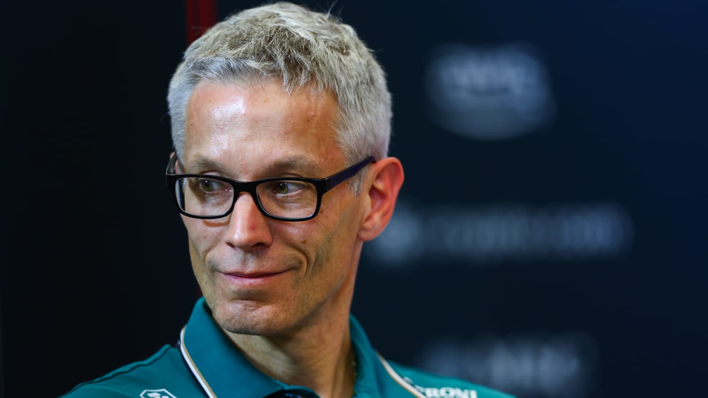 AUSTIN, TEXAS - OCTOBER 20: Mike Krack, Team Principal of the Aston Martin F1 Team talks in a team principals press conference ahead of the F1 Grand Prix of United States at Circuit of The Americas on October 20, 2023 in Austin, Texas. (Photo by Dan Istitene/Getty Images)