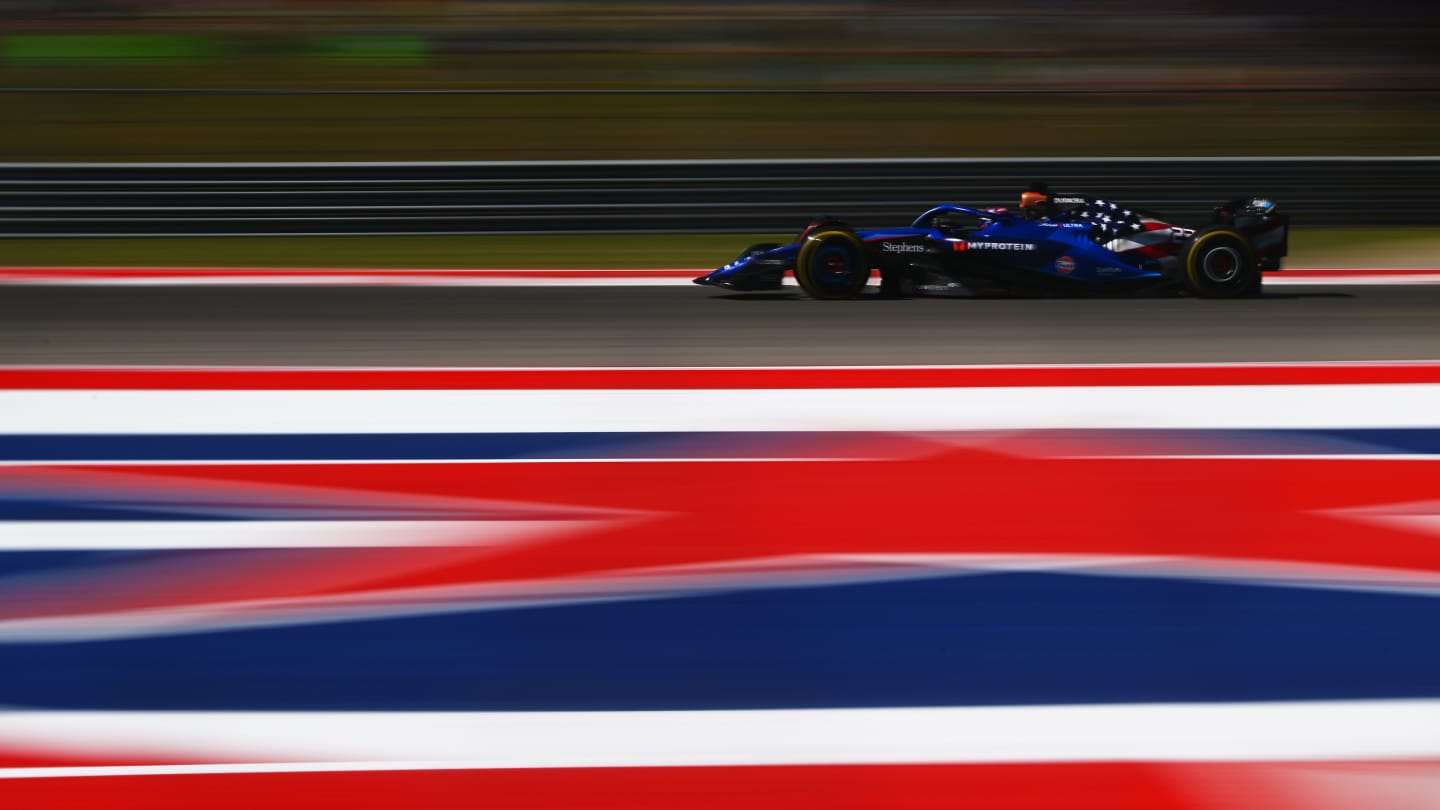AUSTIN, TEXAS - OCTOBER 20: Alexander Albon of Thailand driving the (23) Williams FW45 Mercedes on track during practice ahead of the F1 Grand Prix of United States at Circuit of The Americas on October 20, 2023 in Austin, Texas. (Photo by Clive Mason - Formula 1/Formula 1 via Getty Images)