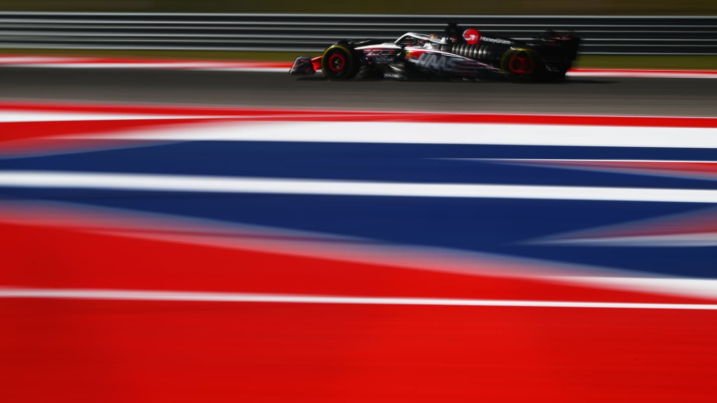 AUSTIN, TEXAS - OCTOBER 20: Kevin Magnussen of Denmark driving the (20) Haas F1 VF-23 Ferrari on track during practice ahead of the F1 Grand Prix of United States at Circuit of The Americas on October 20, 2023 in Austin, Texas. (Photo by Clive Mason - Formula 1/Formula 1 via Getty Images)