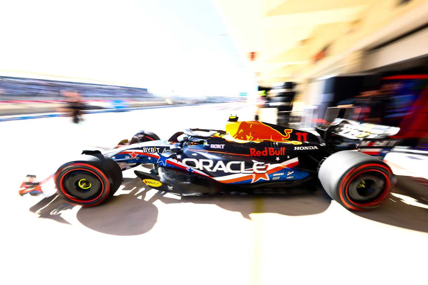 AUSTIN, TEXAS - OCTOBER 20: Sergio Perez of Mexico driving the (11) Oracle Red Bull Racing RB19 in