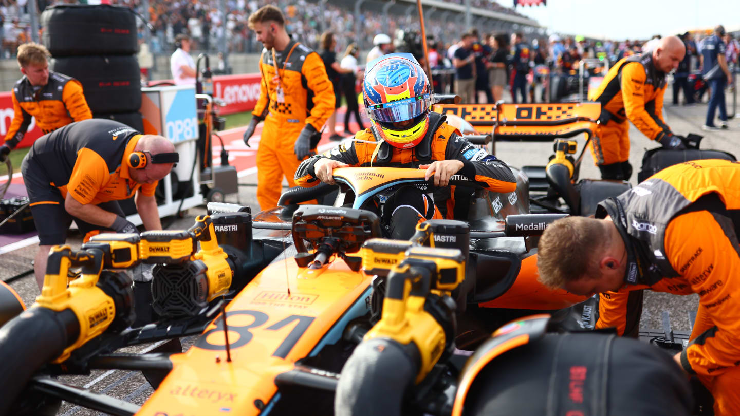 AUSTIN, TEXAS - OCTOBER 21: Oscar Piastri of Australia and McLaren prepares to drive on the grid