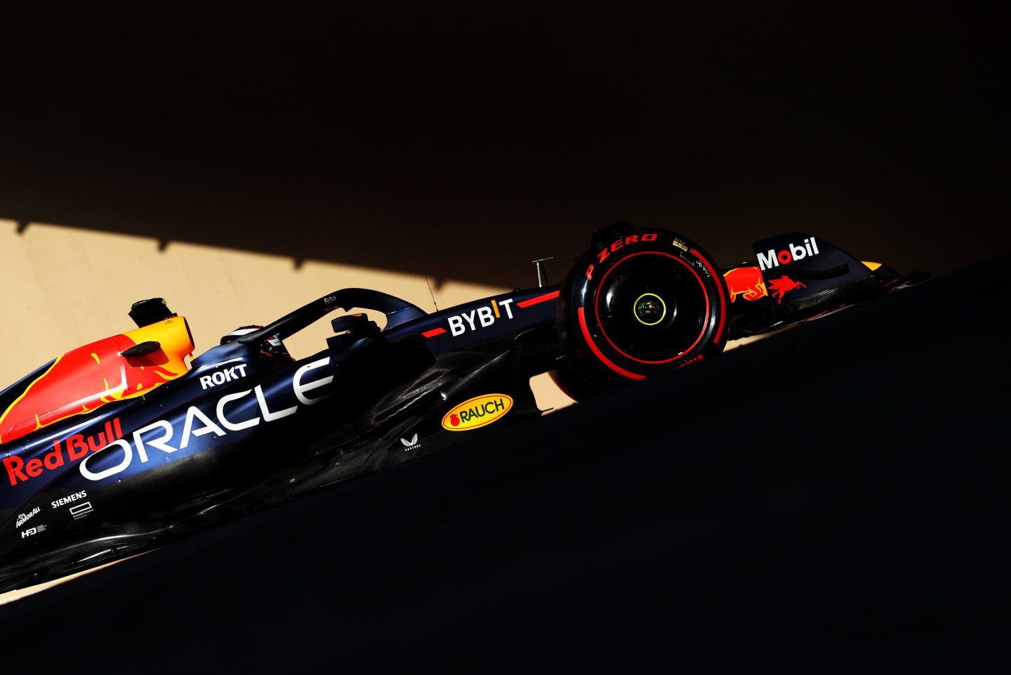 Jake Dennis drives the Red Bull RB19 during the test in Abu Dhabi