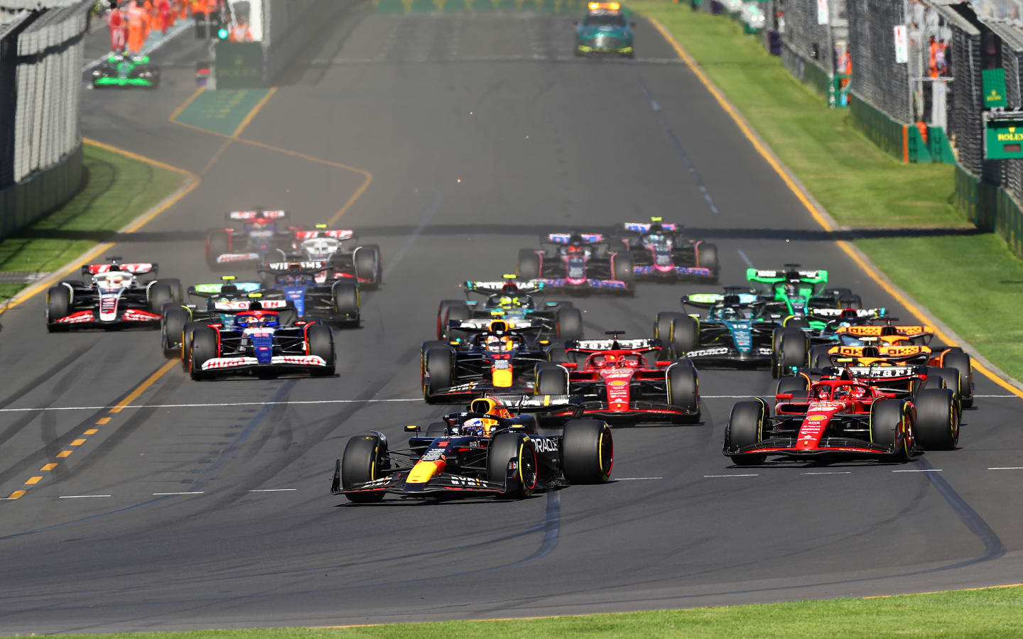 MELBOURNE, AUSTRALIA - MARCH 24: Max Verstappen of the Netherlands driving the (1) Oracle Red Bull