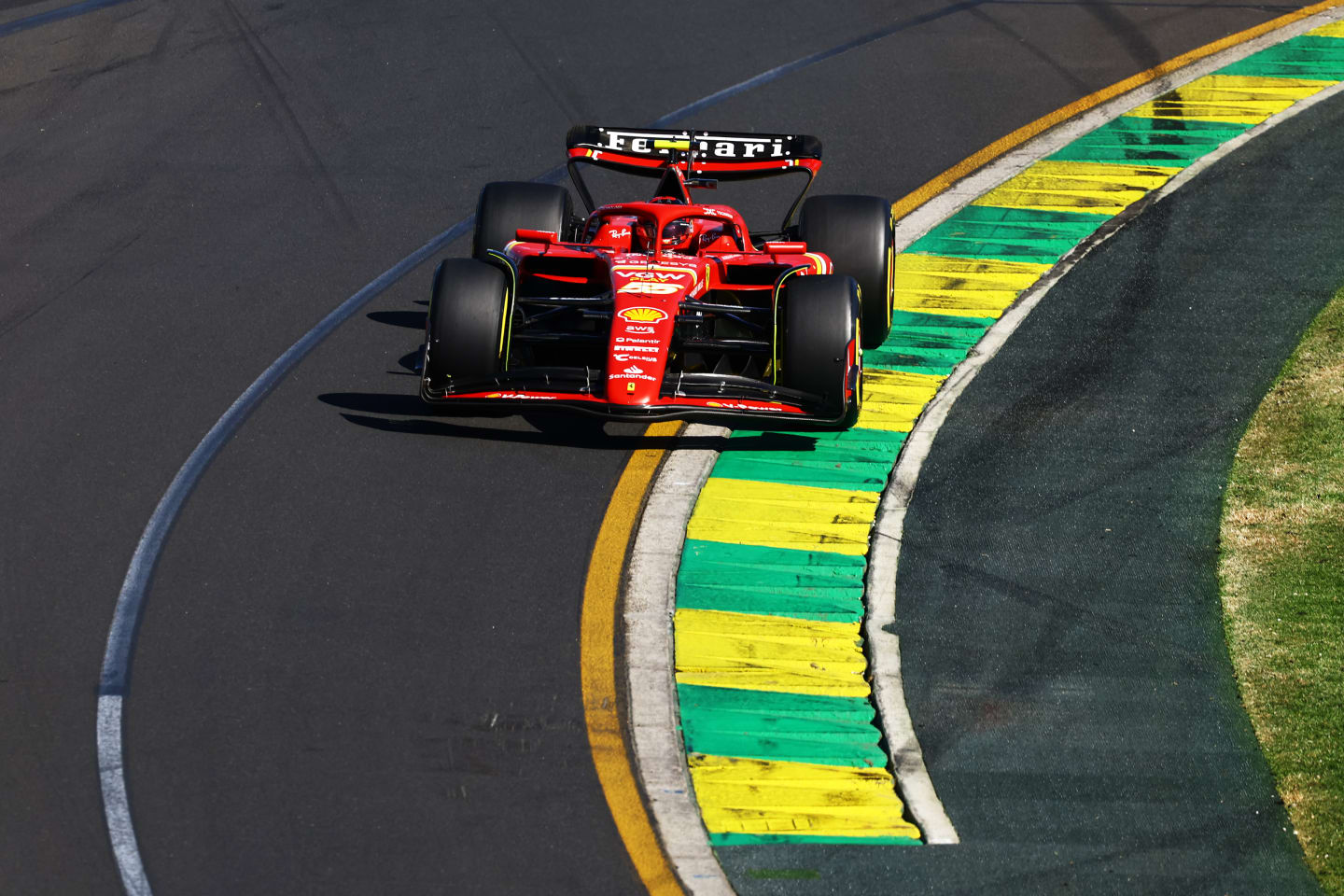 MELBOURNE, AUSTRALIA - MARCH 24: Carlos Sainz of Spain driving (55) the Ferrari SF-24 on track