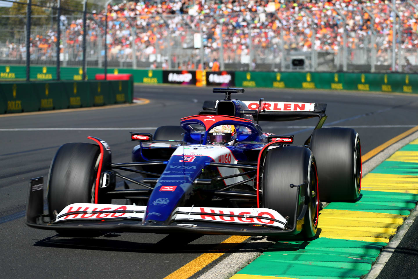 MELBOURNE, AUSTRALIA - MARCH 24: Daniel Ricciardo of Australia driving the (3) Visa Cash App RB
