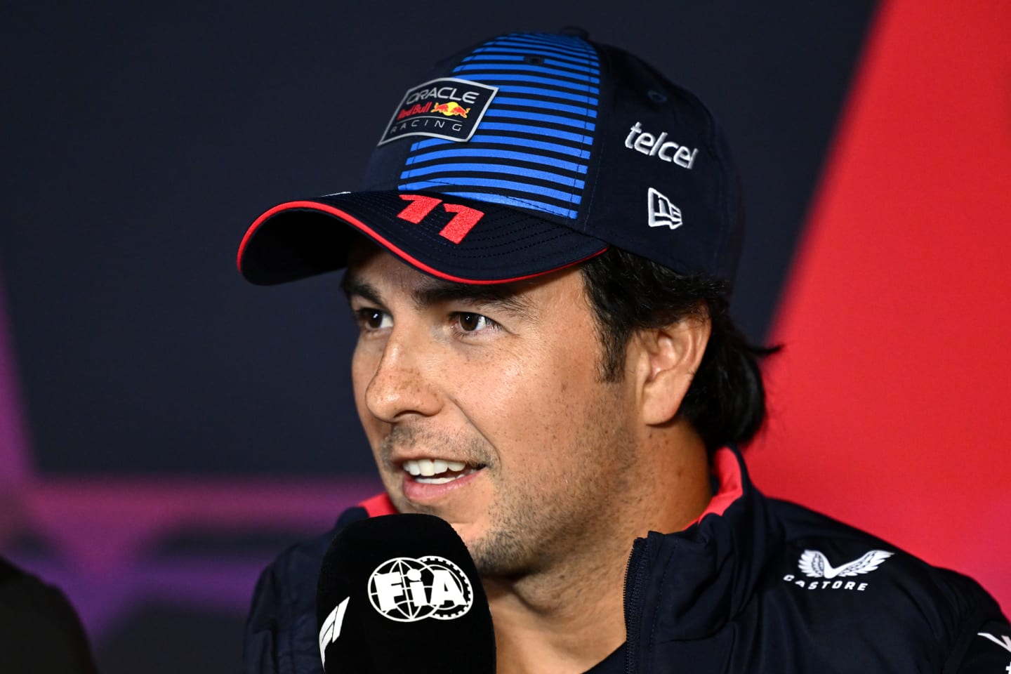 MELBOURNE, AUSTRALIA - MARCH 21: Sergio Perez of Mexico and Oracle Red Bull Racing attends the