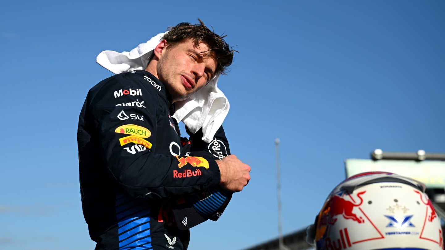 MELBOURNE, AUSTRALIA - MARCH 23: Pole position qualifier Max Verstappen of the Netherlands and