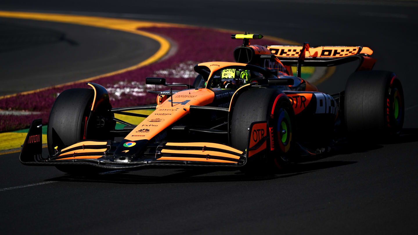 MELBOURNE, AUSTRALIA - MARCH 23: Lando Norris of Great Britain driving the (4) McLaren MCL38 Mercedes on track during qualifying ahead of the F1 Grand Prix of Australia at Albert Park Circuit on March 23, 2024 in Melbourne, Australia. (Photo by Quinn Rooney - Formula 1/Formula 1 via Getty Images)
