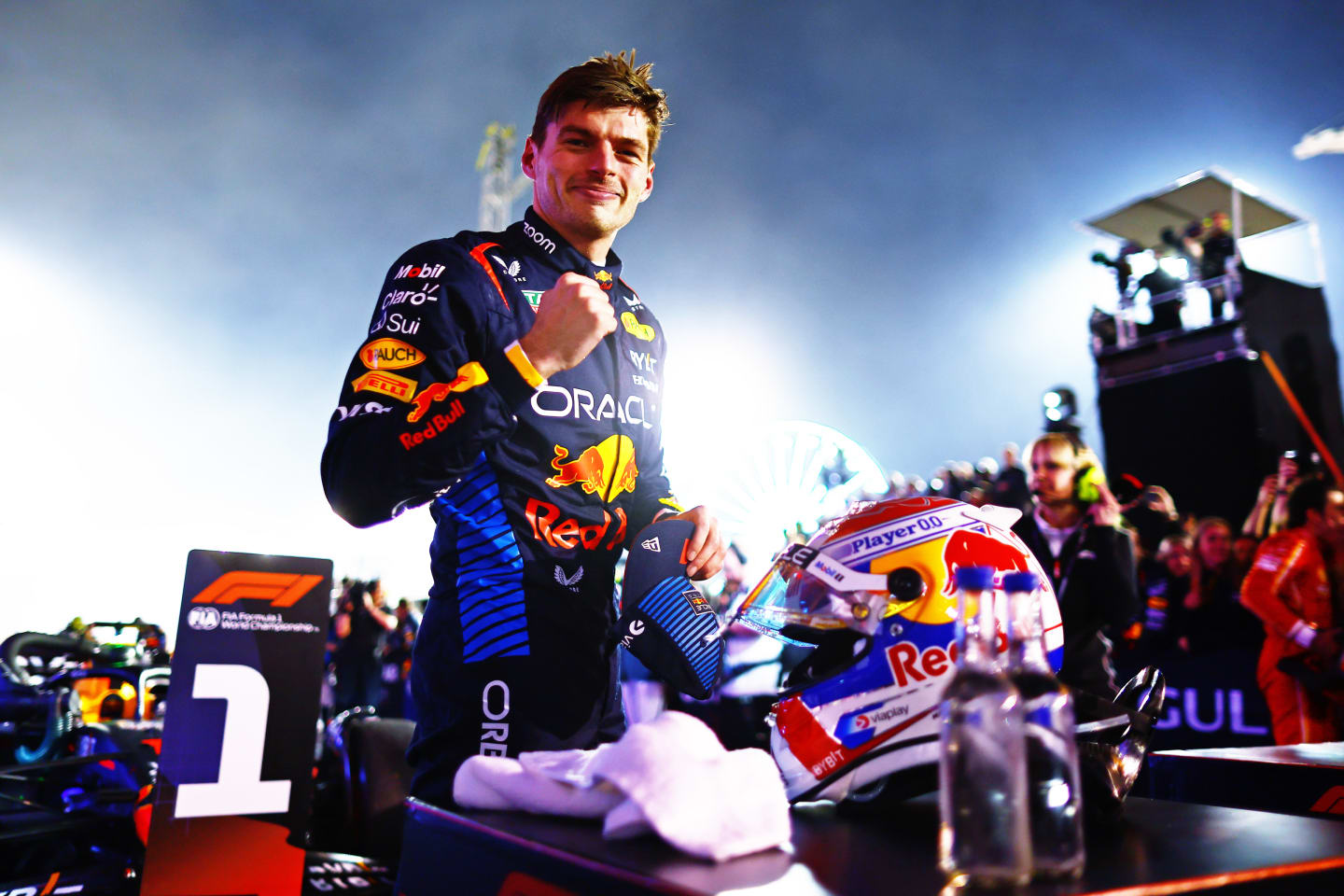 BAHRAIN, BAHRAIN - MARCH 02: Race winner Max Verstappen of the Netherlands and Oracle Red Bull