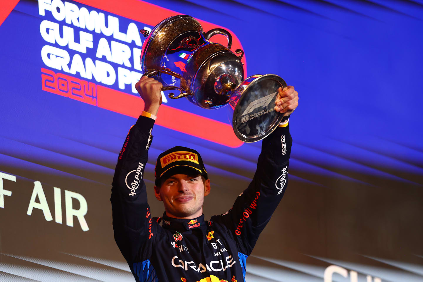 BAHRAIN, BAHRAIN - MARCH 02: Race winner Max Verstappen of the Netherlands and Oracle Red Bull