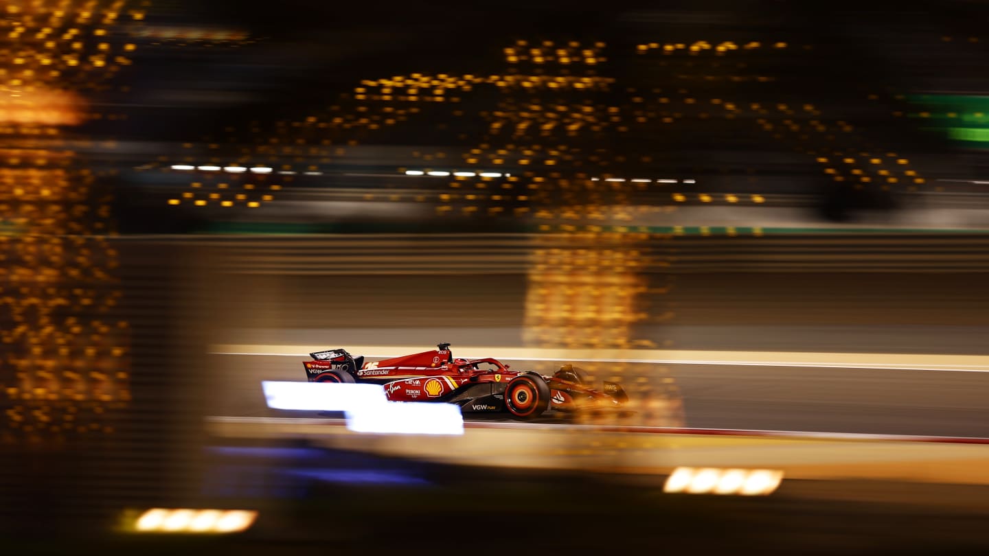 BAHRAIN, BAHRAIN - FEBRUARY 29: Charles Leclerc of Monaco driving the (16) Ferrari SF-24 on track during practice ahead of the F1 Grand Prix of Bahrain at Bahrain International Circuit on February 29, 2024 in Bahrain, Bahrain. (Photo by Bryn Lennon - Formula 1/Formula 1 via Getty Images)