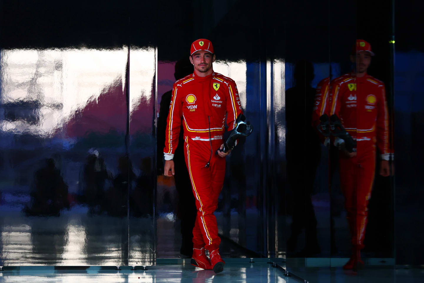 BAHRAIN, BAHRAIN - FEBRUARY 28: Charles Leclerc of Monaco and Ferrari looks onahead of the F1 Grand