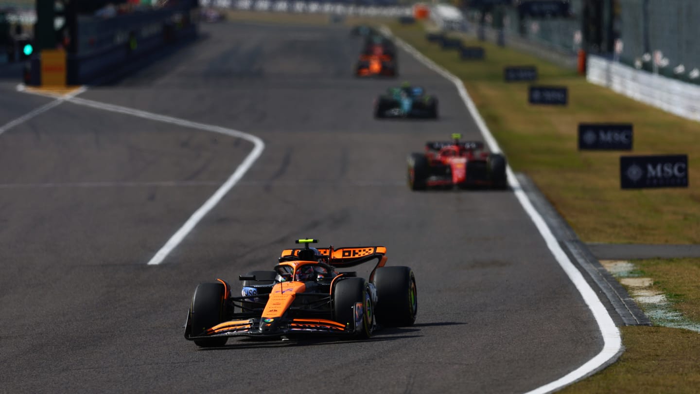 SUZUKA, JAPAN - APRIL 07: Lando Norris of Great Britain driving the (4) McLaren MCL38 Mercedes on track during the F1 Grand Prix of Japan at Suzuka International Racing Course on April 07, 2024 in Suzuka, Japan. (Photo by Bryn Lennon - Formula 1/Formula 1 via Getty Images)