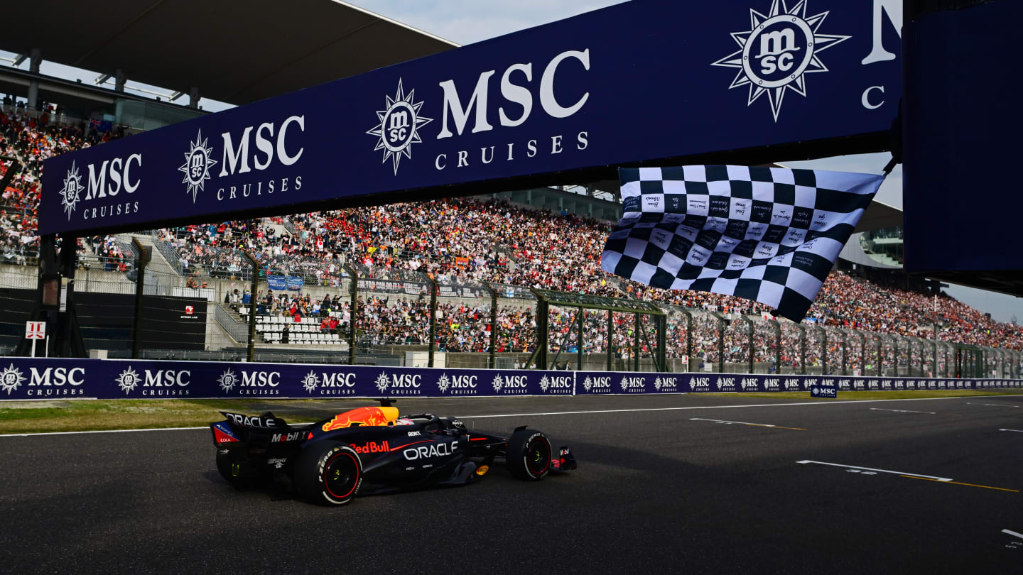 SUZUKA, JAPAN - APRIL 07: Race winner Max Verstappen of the Netherlands driving the (1) Oracle Red