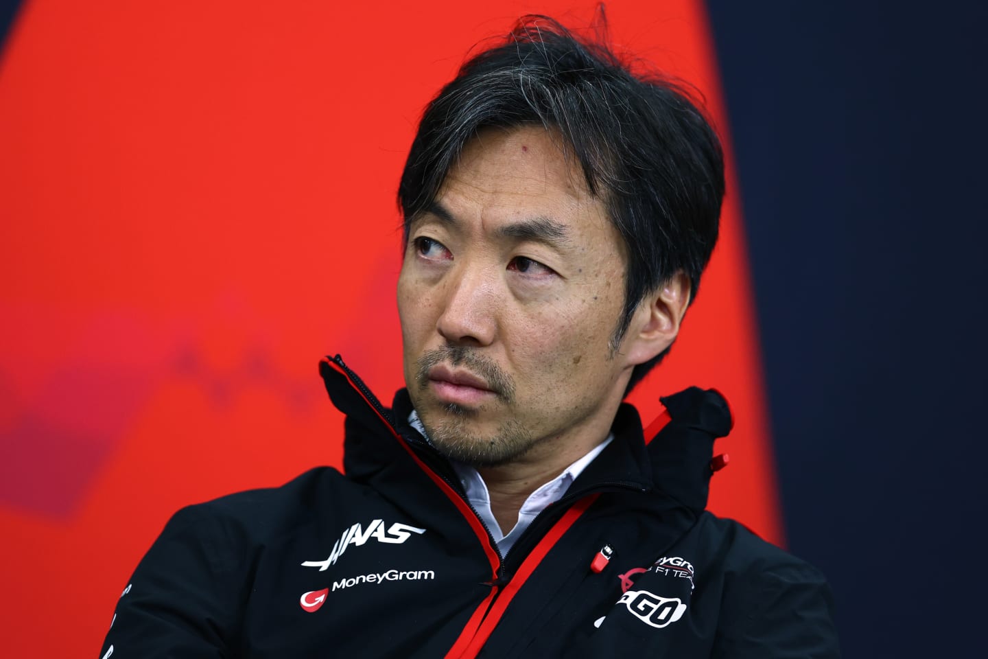 SUZUKA, JAPAN - APRIL 05:  Haas F1 Team Principal Ayao Komatsu attends the Team Principals Press Conference during practice ahead of the F1 Grand Prix of Japan at Suzuka International Racing Course on April 05, 2024 in Suzuka, Japan. (Photo by Bryn Lennon/Getty Images)