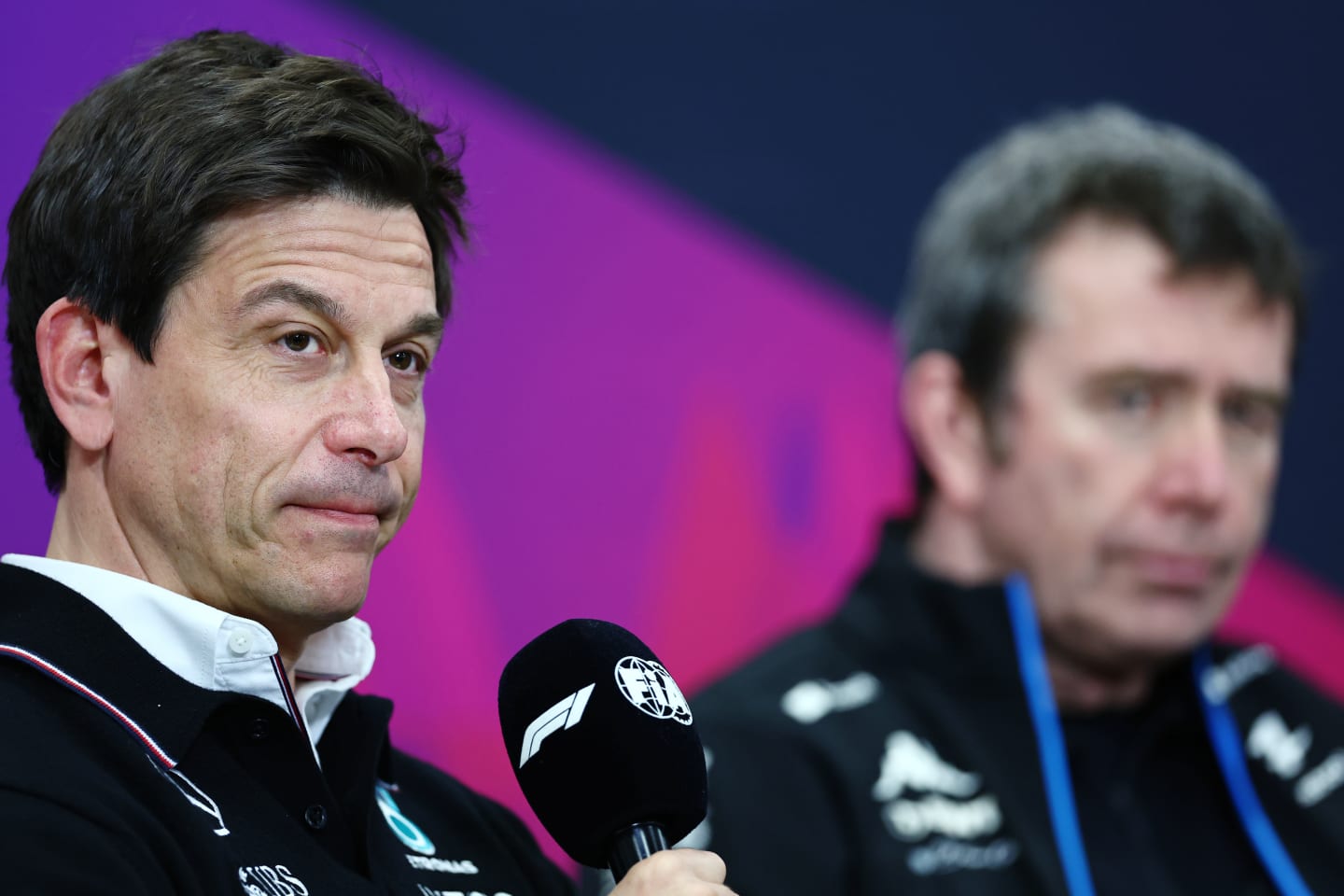 SUZUKA, JAPAN - APRIL 05: Mercedes GP Executive Director Toto Wolff attends the Team Principals Press Conference during practice ahead of the F1 Grand Prix of Japan at Suzuka International Racing Course on April 05, 2024 in Suzuka, Japan. (Photo by Bryn Lennon/Getty Images)